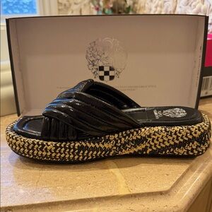 Vince Camuto Black Espadrille Slides